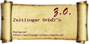 Zeitlinger Orbán névjegykártya